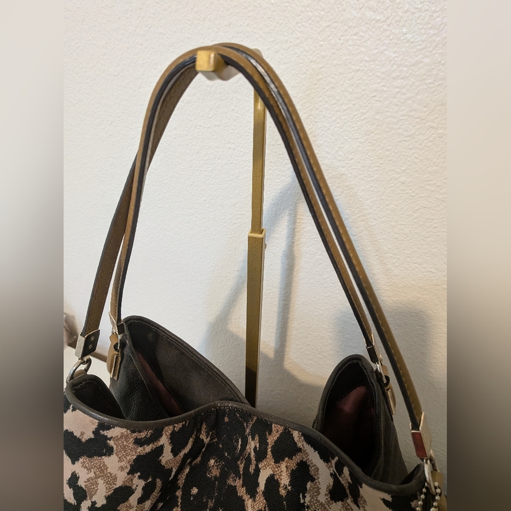 Coach Leopard Print Shoulder Bag in Beige and Brown - Picture 3 of 12
